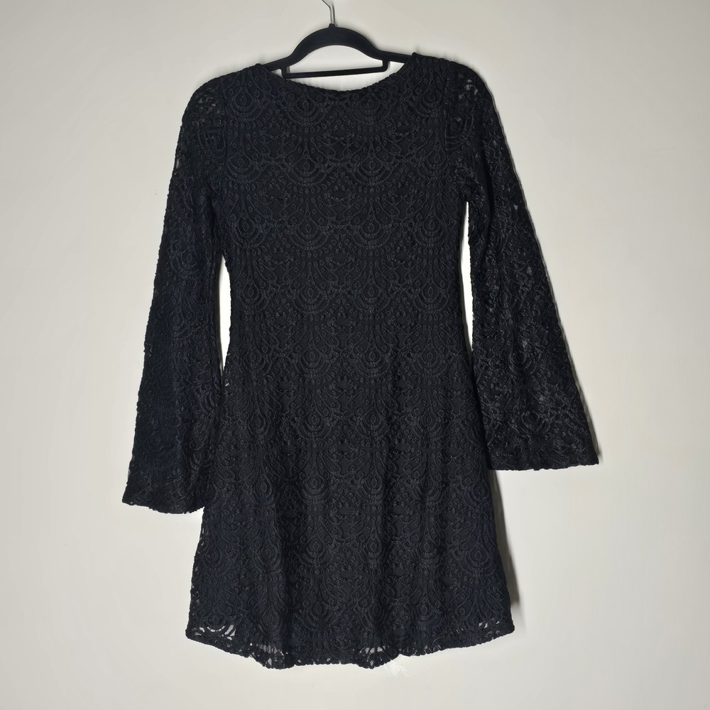 Womens Lace Flared Sleeve Dress Size 10 Whimsigoth Fairy Grunge Dark Feminine - Picture 6 of 6